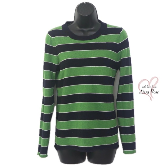 Perfectly Soft Italian Cashmere Notre Dame Colored Striped Sweater (J. Crew) - Picture 1 of 4